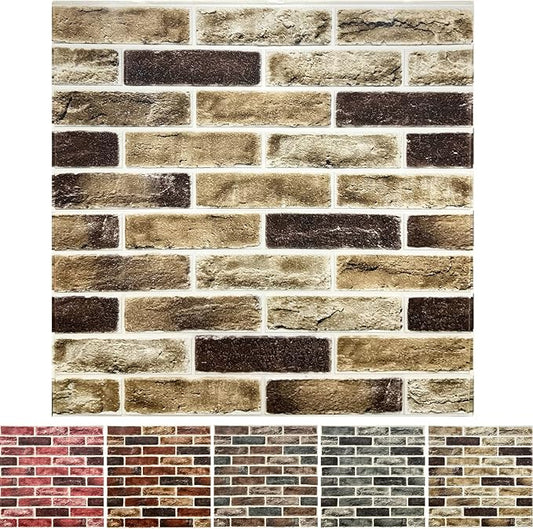 20-Pack 104 Sq.Ft 3D Wall Panels Peel and Stick 3D Faux Brick Wallpaper Peel and Stick Yellow Brown Faux Stone Wall Panel Foam Brick Self-Adhesive 3D Wallpaper