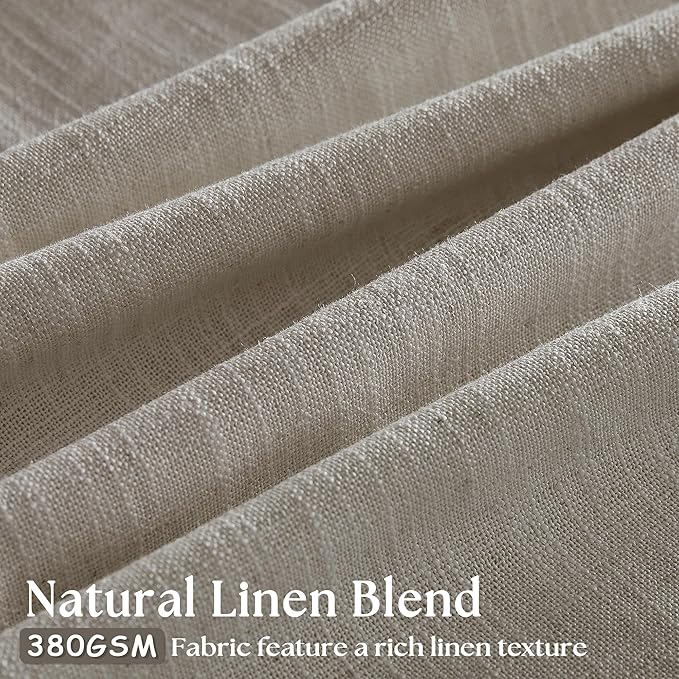 102 Inch Long Curtains Pinch Pleat Linen Curtains for Living Room Bedroom 2 Panels Tan Brown Burlywood Taupe Light Filtering Privacy 102 Inch Pleated Drapes Hooks Rings Back Tab for Sliding Door