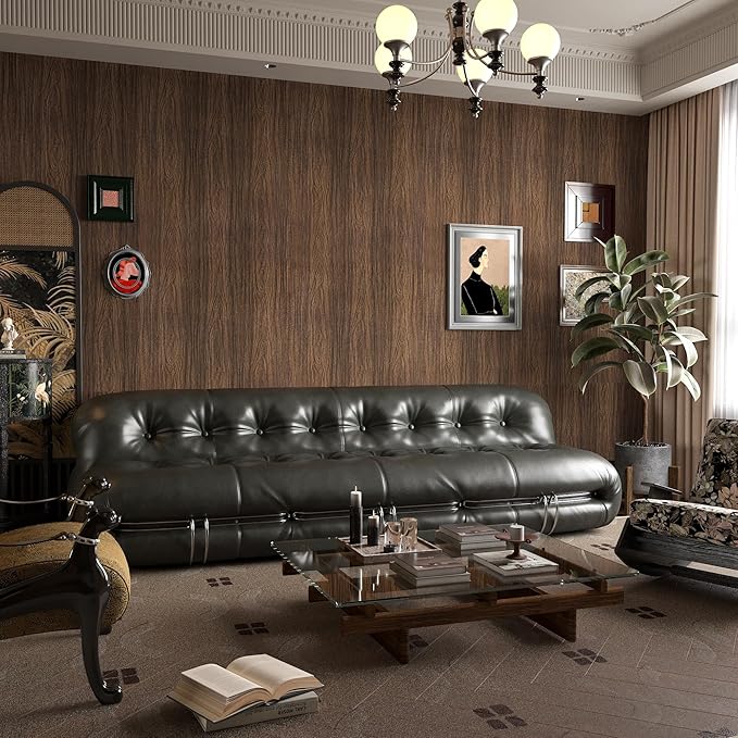 YURITIS Walnut Contact Paper for Cabinets Vintage Wall Paper Dark Brown Wood Wall Stickers Faux Butcher Block Peel and Stick Wallpaper Self Adhesive Vinyl Wrap 16"x118" Matte Countertops Wallpaper