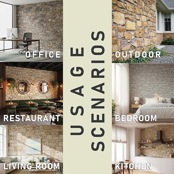 3D Faux Brick Wall Panels (9-Pack) - Easy DIY Install with Adhesive - Lightweight Styrofoam Stone Cladding for Interior & Exterior Limestone - 40"x20"