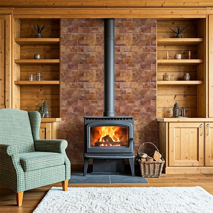 Yipscazo Peel and Stick backsplash 3 x 6 Inches 3D PVC Composite Wall Tile Stick on Backsplash Tile for Kitchen Bathroom, Laundry Room, Fireplace(Copper, 2 Pieces)