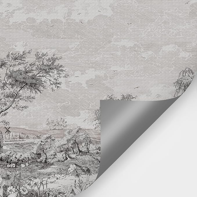 Zeeko Vintage Forest Nature Wall Mural Peel and Stick (148" W x 110" H) Gray Trees Woodland Mural Wallpaper Self-Adhesive Wallpaper for Bedroom Living Room Canvas Wall Paintings