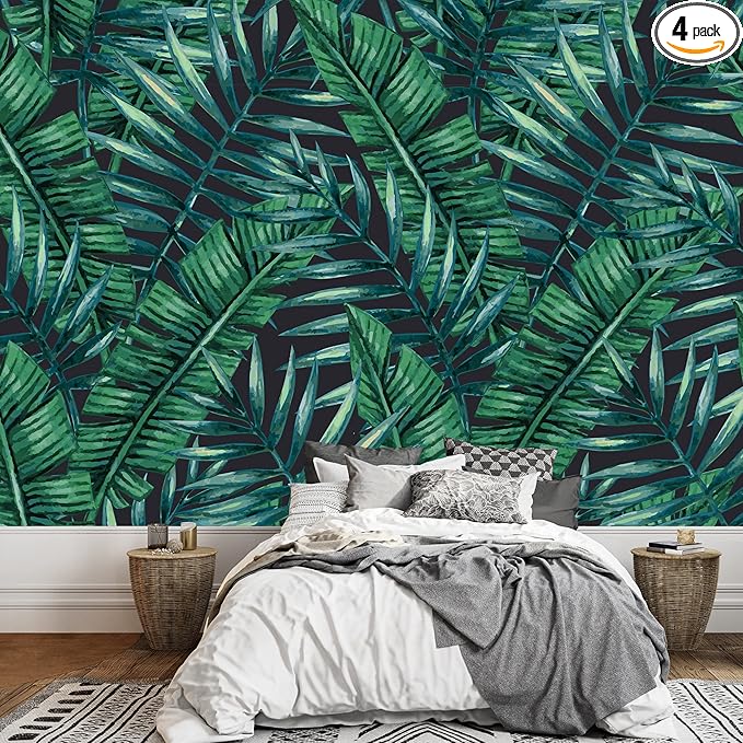 wall26 - Watercolor Tropical Palm Leaves Seamless Pattern. Vector Illustration. - Removable Wall Mural | Self-Adhesive Large Wallpaper - 66x96 inches