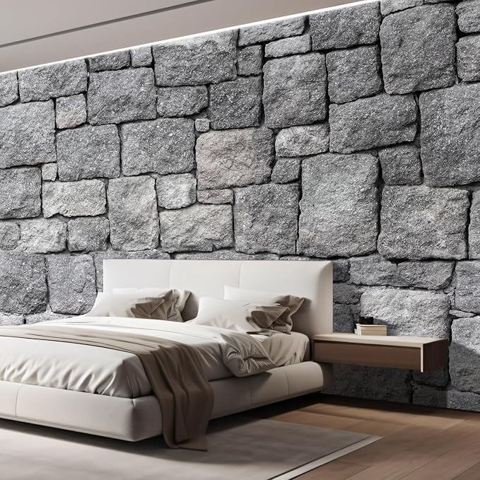 wall26 - Old Gray Stone Wall, Seamless Background Photo Texture - Removable Wall Mural Self-Adhesive Large Wallpaper - 96x144 inches