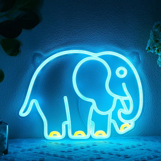 YuanDian Elephant Neon Sign, Animal Neon Lights for Bedroom Living Room Wall Decor, Birthday Party Gifts for Kids Adults People Who Like Elephants