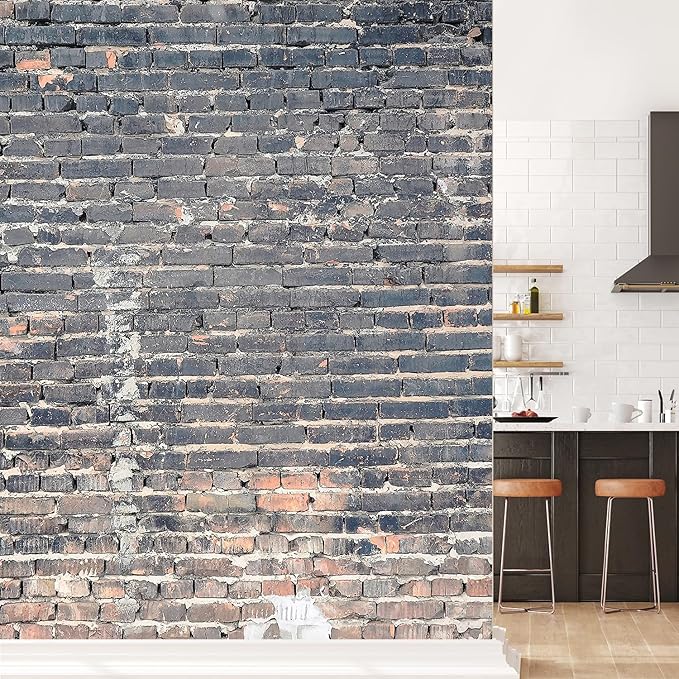 wall26 - Dark Brick Background - Removable Wall Mural Self-Adhesive Large Wallpaper - 96x48 inches