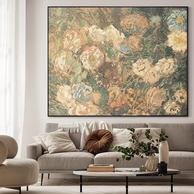 46"x60" XL Framed Wall Art - Impressionist Floral (Frame Assembly Required)