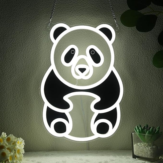 YuanDian Panda Neon Sign, Animal Neon Lights for Bedroom Living Room Wall Decor, Birthday Party Gifts for Kids Adults People Who Like Pandas