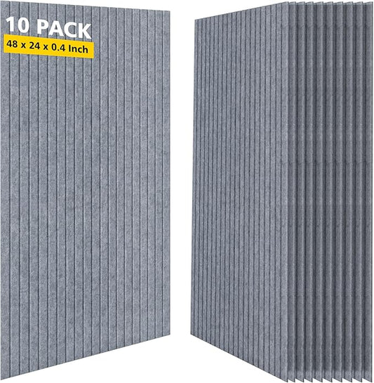 Acoustic Panels,10 Pack Sound Panels Noise Reducing for Walls,48"x24"x0.4" Soundproof Wall Panels,High-Density Acoustic Wall Panels,Decorative Wall Sound Absorbing Panel,African Gray