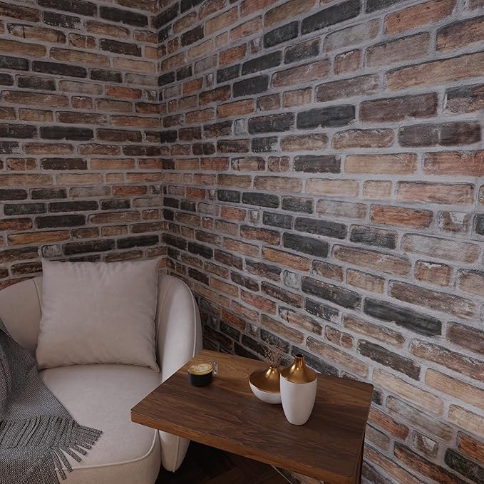 3D Faux Brick Wall Panels – Lightweight Styrofoam Cladding for Interior & Exterior Use | DIY Decorative Panels | 9 Pack (40"x20") | Ideal for Living Room, Kitchen, Outdoor Walls Earthcore
