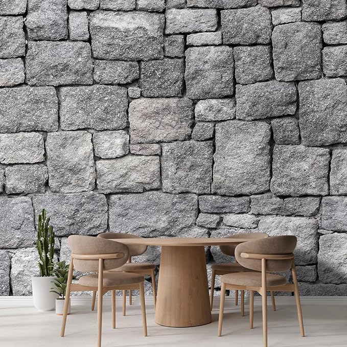 wall26 - Old Gray Stone Wall, Seamless Background Photo Texture - Removable Wall Mural Self-Adhesive Large Wallpaper - 96x144 inches
