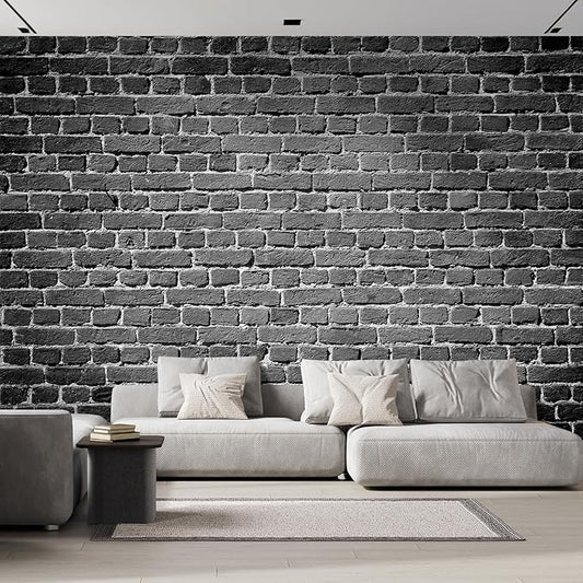 wall26 Wall Sticker/Wall Mural Old Dark Brick Wall Texture Background, Not Peel and Stick, Non-Woven Wallpaper Decorative for Bedroom, Living Room, Office - 96x144 inches