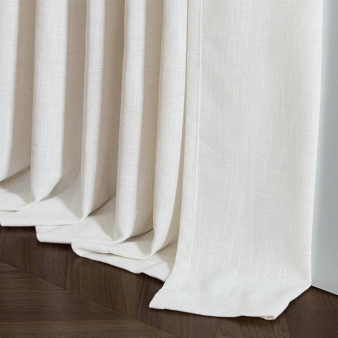 72 Inch Pinch Pleated Linen Curtains 2 Panels for Living Room Bedroom Memory Training Shaped Cream Birch Semi Sheer Short Pleat Drapes with Hooks Rings Back Tab Window Curtain Cabin Closet 40x72