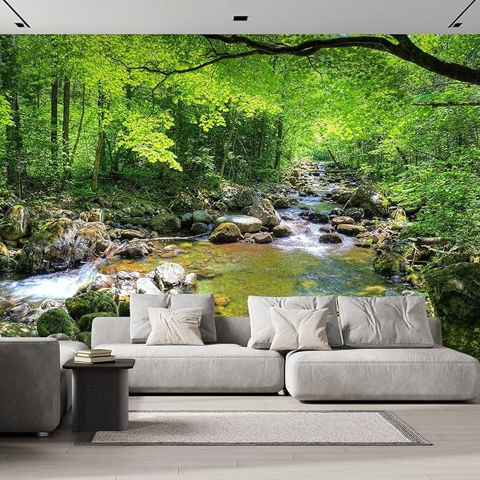 wall26 Fall Forest Stream Smolny in Russian Primorye Reserve Removable Wall Mural Self-Adhesive Large Wallpaper - 66x96 inches