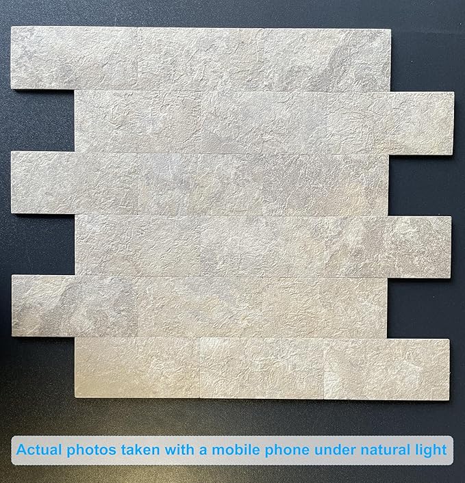 20-Pack Peel and Stick Tile Backsplash 12"X12" PVC Wall Tiles, Stick on Backsplash for Kitchen, Bathroom Tile, Fireplace Décor, Laundry Table, Stair Decals in Beige Ecru