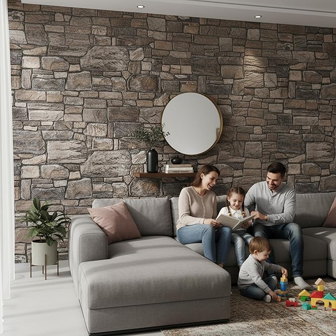 3D Faux Brick Wall Panels (9-Pack) - Easy DIY Install with Adhesive - Lightweight Styrofoam Stone Cladding for Interior & Exterior Slate - 40"x20"