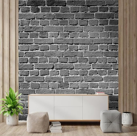 wall26 Wall Sticker/Wall Mural Old Dark Brick Wall Texture Background, Not Peel and Stick, Non-Woven Wallpaper Decorative for Bedroom, Living Room, Office - 108x72 inches