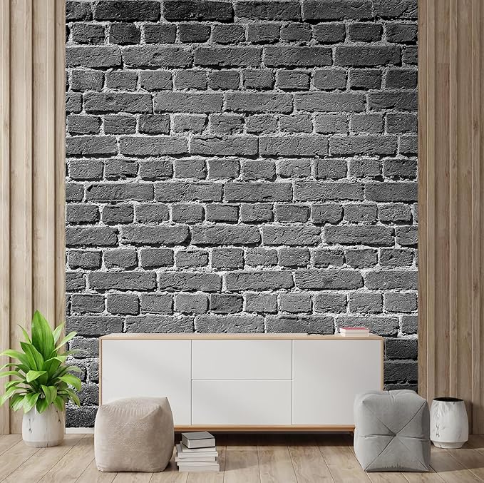 wall26 Wall Sticker/Wall Mural Old Dark Brick Wall Texture Background, Not Peel and Stick, Non-Woven Wallpaper Decorative for Bedroom, Living Room, Office - 96x48 inches