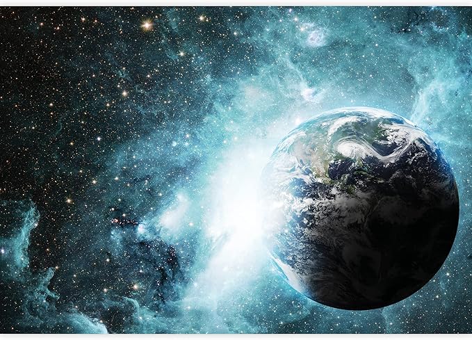 wall26 -Earth Surrounded by Shades of Blue Galaxies - Wall Mural, Removable Sticker, Home Decor - 100x144 inches