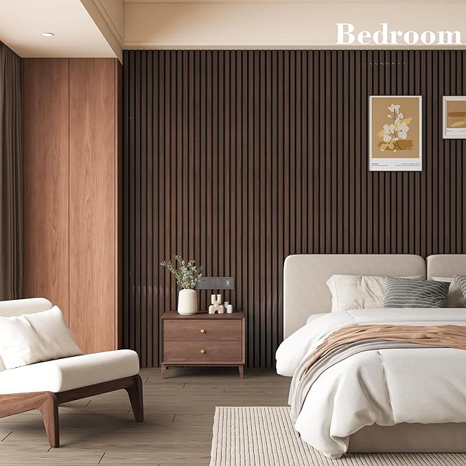 Wood Slat Panels for Wall 8-Piece 94.5" x 7.9" Soundproof Wood Slat Wall Panel for Interior Wall Decor Noise Cancelling, Acoustic Wall Panels, Sound Absorbing Panel, Walnut