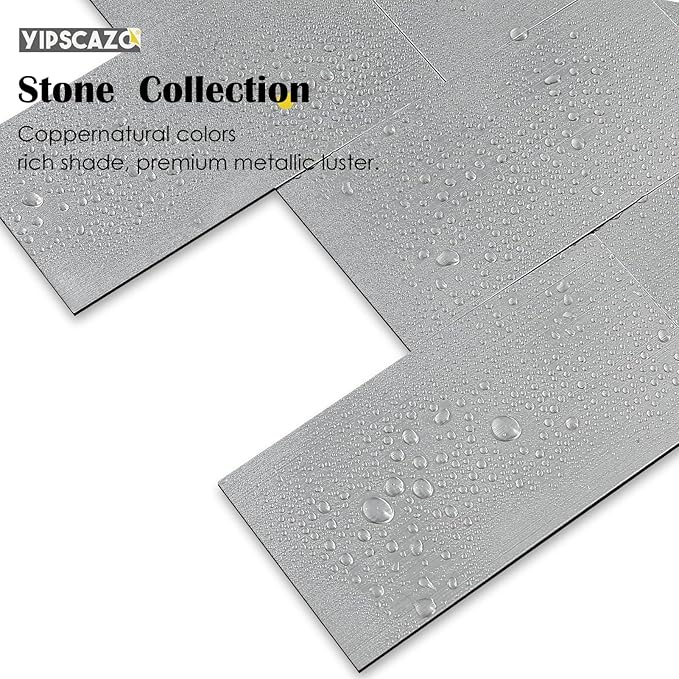 Yipscazo 2026 New Upgrade Peel and Stick backsplash 3 x 6 Inches 3D PVC Composite Wall Tile Stick on Backsplash Tile for Kitchen Bathroom, Laundry Room, Fireplace(Metal Composite, 32 Pieces)