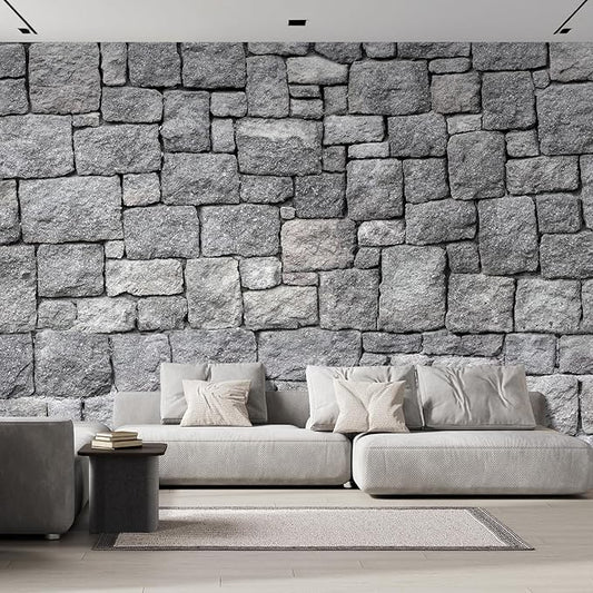 wall26 - Old Gray Stone Wall, Seamless Background Photo Texture - Removable Wall Mural Self-Adhesive Large Wallpaper - 66x96 inches