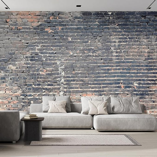 wall26 - Dark Brick Background - Removable Wall Mural Self-Adhesive Large Wallpaper - 100x144 inches