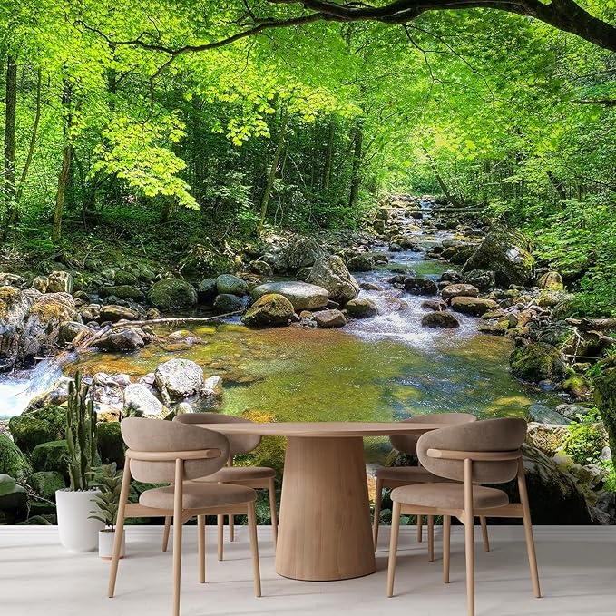 wall26 Fall Forest Stream Smolny in Russian Primorye Reserve Removable Wall Mural Self-Adhesive Large Wallpaper - 66x96 inches