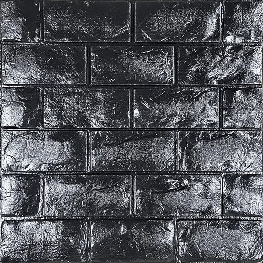 YU LI 3DH 3D Wall Panels Peel and Stick 11PCS Black Foam Brick Wallpaper for Bedroom Faux Stone Wall Panel Self-Adhesive Wallpaper (11PCS-10.65 Sq Ft, Black)