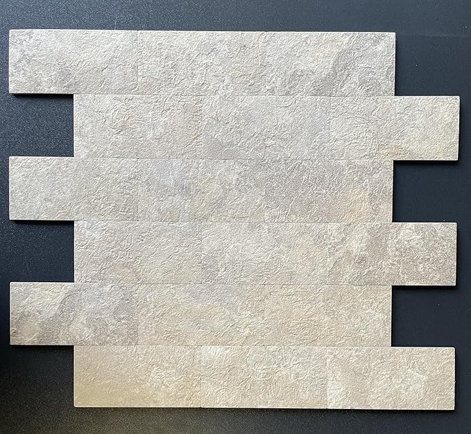 20-Pack Peel and Stick Tile Backsplash 12"X12" PVC Wall Tiles, Stick on Backsplash for Kitchen, Bathroom Tile, Fireplace Décor, Laundry Table, Stair Decals in Beige Ecru