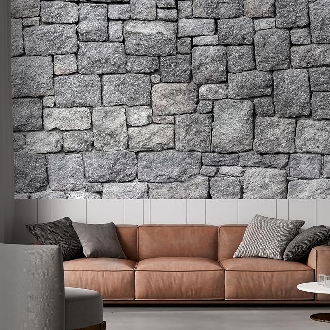 wall26 - Old Gray Stone Wall, Seamless Background Photo Texture - Removable Wall Mural Self-Adhesive Large Wallpaper - 48x72 inches