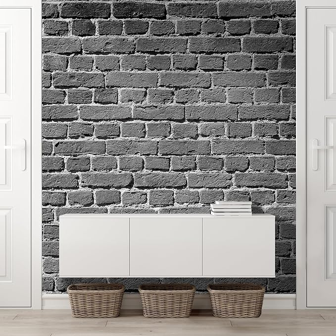 wall26 Wall Sticker/Wall Mural Old Dark Brick Wall Texture Background, Not Peel and Stick, Non-Woven Wallpaper Decorative for Bedroom, Living Room, Office - 96x48 inches