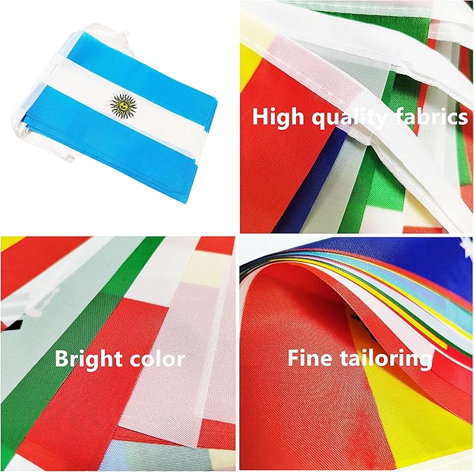 100 Feet Argentina Argentine Banner Flag String, Argentina Mini Flag Small Banner, for Party, Shops and Bars Decorations, Outdoor Decorations, 76 Flags