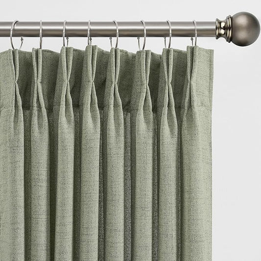 102 Inch Long Curtains Pinch Pleat, Back Tab Sheer Pleated Curtains for Bedroom Dining Room,102 Length 2 Panel Set,Sage Green Color 42 Inches Wide
